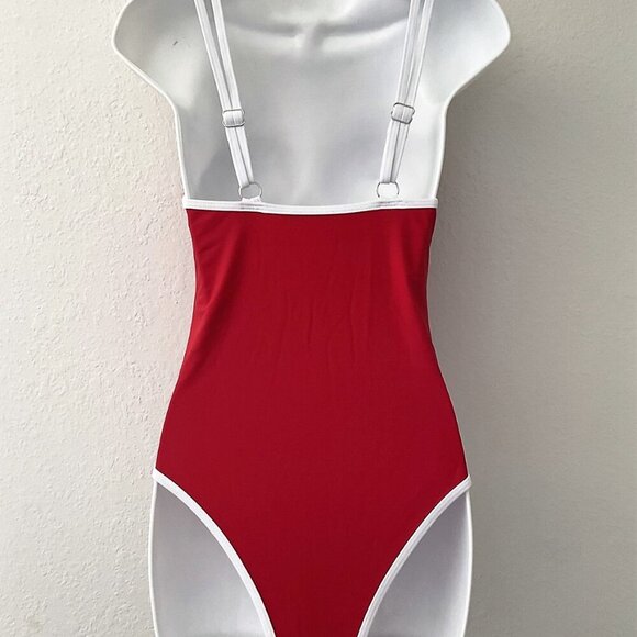 NEW CENTER RING PLUNGE MONOKINI ONE PIECE SWIMSUIT - Picture 4 of 10